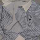 SweatyRocks Women's Striped Button Down Slim Fit Shirt Long Sleeve Collar Work Blouse Tops, Light Blue, Small