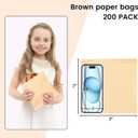VGOODALL 200 Pcs Double Open Pretzel Bags, 7" x 7" Grease-Resistant Brown Sandwich Paper Bags Paper for Oily Snack Pretzels Cookies