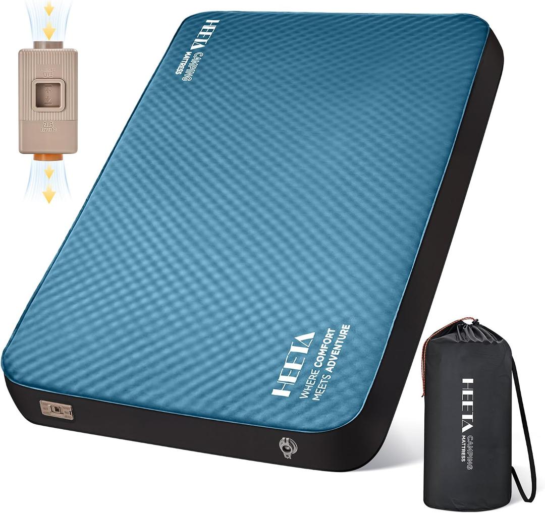HEETA Self Inflating Sleeping Pad with Electric Pump, 4" Ultra Thick Memory Foam Camping Mattress, 9.5 R-Value Insulated Sleeping Mat, Easy to Inflate & Deflate for Camping Car Travel Tent Cot Bed, Full