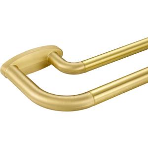 Double Curtain Rods Brass,Room Darkening Drapery Rod 48-84 Inches,Adjustable 3/4 Inches Front and 5/8 Inches Back Quality Metal Rod for Window,Wrap Around Design