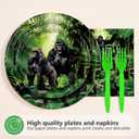 96 Pcs Gorilla Birthday Party Decorations Safari Jungle Animal Plates and Napkins Disposable Black Gorilla Theme Tableware Set for Boys Monkey Ape Birthday Baby Shower Party Supplies Serves 24