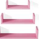 SRIWATANA Floating Shelves Wall Mounted, Solid Wood Wall Shelves, Pink