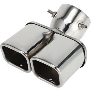 1 Pc Square Curved Slant Cut Dual Exhaust Tip for Toyota Land Cruiser Prado GDJ/TRJ150 Series 3.0" Inlet 7.1" Length Stainless Steel Silver Tone Rear