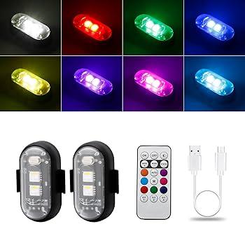 2025 Upgraded 4LEDs 8PCS Wireless LED Lights for Car, Halloween High Brightness Strobe Light with Remote Control, 2 in 1 Type-C Recharge 8 Colors IP65 Waterproof Anti-Collision Wireless Strobe Lights