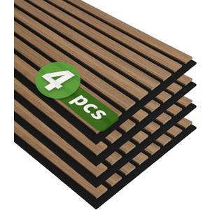 Art3d 12" x 24" Acoustic Wood Slat Wall Panel, 4pcs, 8 sq.ft, Deep Walnut