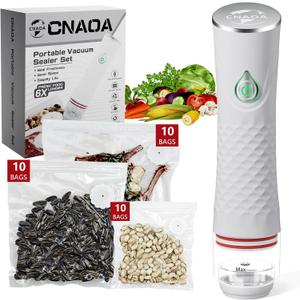 Compact Vacuum Sealer for Food with 30 Reusable Bags Portable Vacuum Sealer Machine, Food Vacuum Sealer Handheld