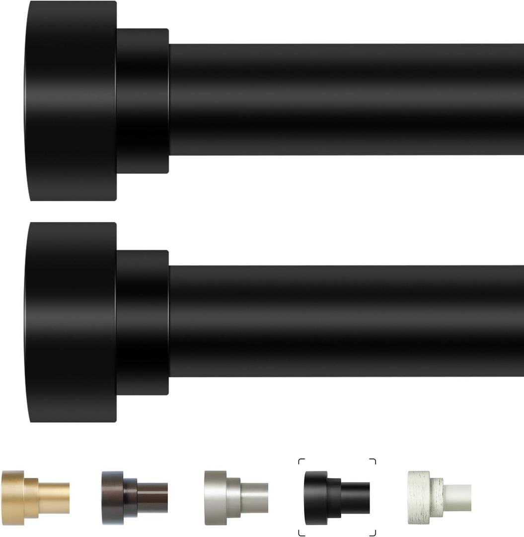 2 Pack Black Curtain Rods for Windows 66 to 120 In(5.5-10ft),1 Inch Heavy Duty Curtain Rods,Long Adjustable Curtain Rod,Modern Drapery Rods,Telescoping Window Curtain Rod 36-120",Matte Black