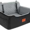 Dog Car Seat for Medium/Large Dogs,Dog Booster Seat for Dog Under 50lbs or 2 Small Dogs, Detachable and Washable Pet Car Seat,Multi-Functional Travel Dog Bed & Dog Sofa(Black/Grey)