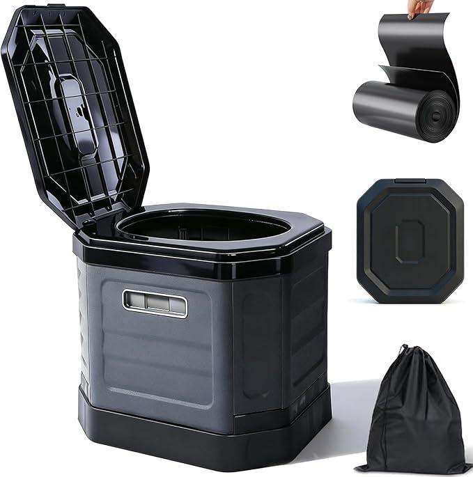 Tfulad Camping Toilet for Adults - Portable Folding Toilet with Lid,Travel Portable Potty for Adults,Porta Potty Car Portable Potty