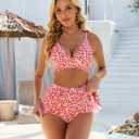Blooming Jelly Women's High Waisted Bikini Sets Tummy Control Bathing Suit Two Piece Swim Suit 2026 Retro Swimsuit(Red Floral,Medium)