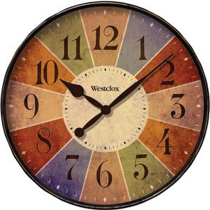 Westclox 32897 Wall Clock for Home Decor, Country Rustic Style, Bright and Colorful Display, Battery Operated, Quartz Movement, Ideal for Kitchen, Living Room, Office (Multicolor, 12-Inch)