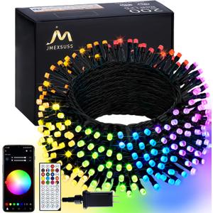JMEXSUSS APP Controlled Color Changing Christmas Lights, 66ft 200 LED RGB String Lights Green Wire with Remote, Smart Christmas Tree Lights Plug in for Room Bedroom Party Indoor Outdoor Home Decor
