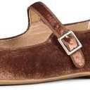 Amazon Essentials Women's Velvet Mary Jane Ballet Flat with Buckle Strap Size 7