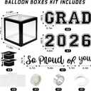 Graduation Decorations 2026 Graduation Party Decorations Set of 4 Boxes with 129pcs Balloons Arch Garland Kit Party Supplies for Any Grades Black