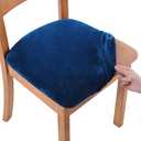 Smiry Velvet Seat Covers for Dining Room Chair Set of 6, Stretch Fit Removable Washable Chair Seat Cushion Protector Slipcovers with Ties, Federal Blue