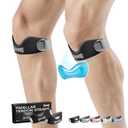 GOUNOD Silicone Patellar Tendon Support Strap 2 Pack,Knee Strap for Knee Pain Relief,Patella Band for Basketball, Jumpers Knee, Tendonitis, Running, Hiking, Soccer, Osgood SchlatterBlack-Grey