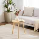 Apicizon Small Round Side Table, Modern Light Wood Side Table Bedside Nightstand End Table for Small Spaces, Bedroom, Living Room, 16.5 x 20 Inches, Natural, Round, 16.5-inch Diameter