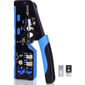 All-In-One RJ45 Crimp Tool with Hand-Twist Screw and Wire Terminal Crimper for CAT7/CAT6A/CAT6/CAT5E/CAT5, Ethernet Crimper RJ45 crimper RJ45 Pass Through Crimp Tool Ethernet Crimping Tool