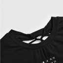 SOLY HUX Women's Y2K Gothic Graphic Tees Rivet Punk T Shirt Short Sleeve Cut Out Back Going Out Tops (Black, S)
