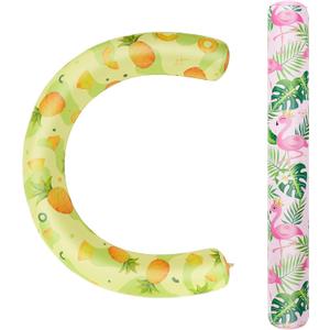 WERNNSAI Inflatable Swimming Noodles Set - 2 Pack Pool Noodles Floats for Adults Pool Noodle Pink Yellow Curved Swimming Pool Float for Summer Vacation Sea Beach Lake Party