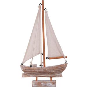 Wood Sailboat Decor Nautical Decoration for Home, 10.75" H Vintage Sail Boat Model Ship Rustic Beach Ocean Theme Tabletop Decor for Bathroom Living Room Party Decor (Rustic Wood)