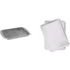 Nordic Ware Oven Crisp Baking Tray and Nordic Ware Natural Aluminum Commercial Baker's Half Sheet 2-Pack