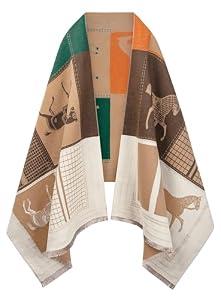 LE VONFORT Winter Pashmina Shawl Wraps for Women Silky Scarfs Travel Blanket Square Khaki