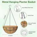 13.5 Inch 4 Pack Hanging Baskets Planters for Outdoor Plants - Wire Hanging Baskets Plant for Plants Outdoor with Coco Liners Minimalist Metal Hanging Pots for Outside Garden Patio Porch Decor