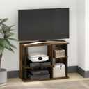 Furinno Classic Stand with Plastic Poles for TV up to 40-Inch, Amber Pine/Black