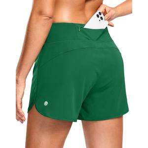 G Gradual Women's Running Shorts with Mesh Liner 3" Workout Athletic Shorts for Women with Phone Pockets (Green,M)