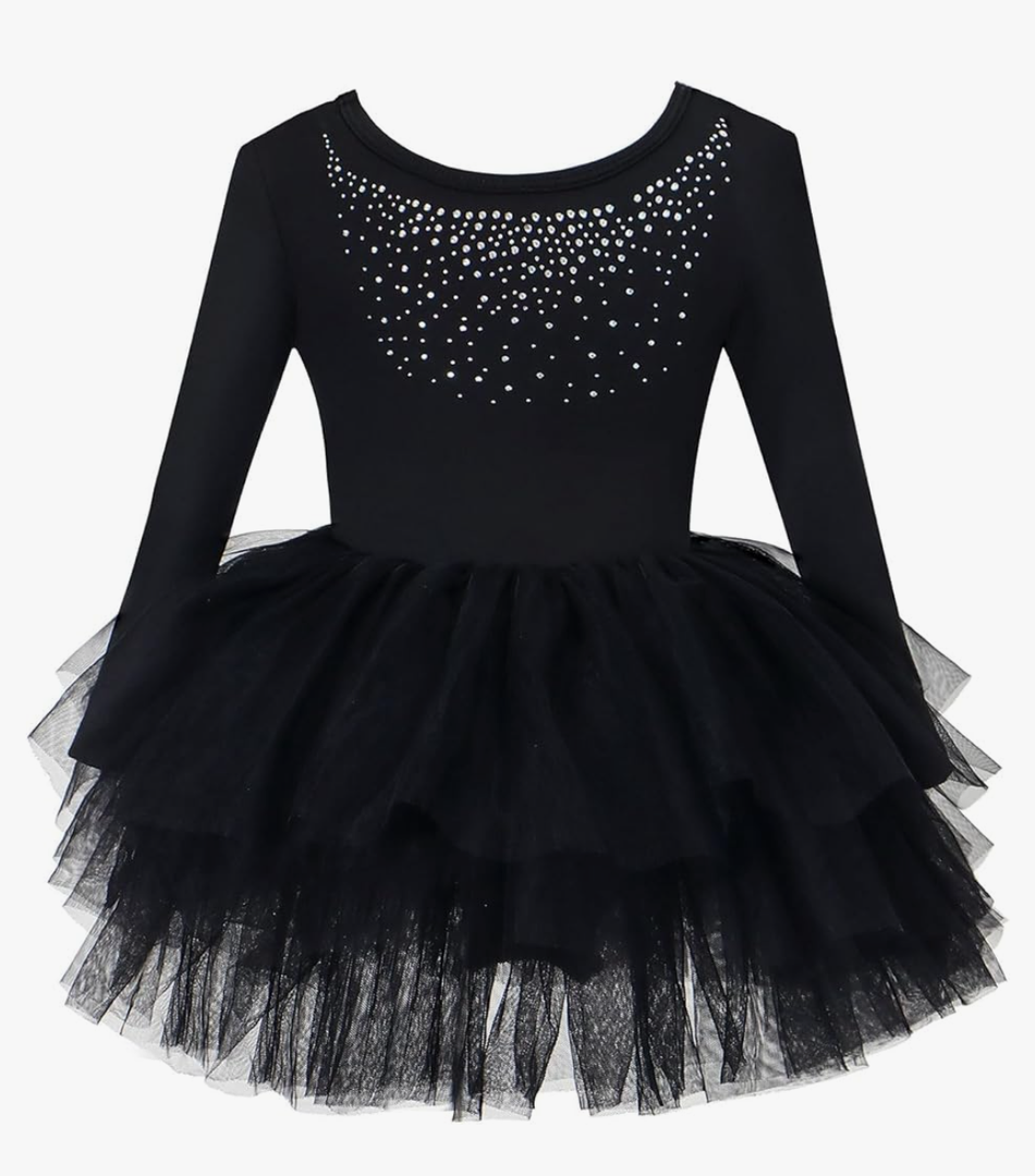 KARETT Toddler Ballet Leotard with Snap Glitter Ballerina Outfit Criss-Cross Pink Tutu Dress for Girls 90