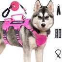 Escape Proof Dsg Hart,nesses for Walest Harnness for Large Medi No Pull Dsgs Harnesses with Handle, XL Dog Harum S Point Adjustaized ble, SerDsgs Sixvice Dog Vh Seess and Leasking (Pink, L)