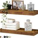 QEEIG Bathroom Floating Shelves for Wall Mounted Shelf Over Toilet Farmhouse Home Decor Display Shelving Small 16 inch Set of 2, Rustic Brown (008-40BN)