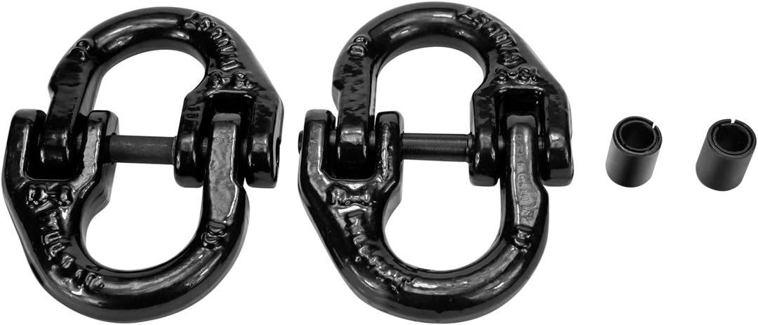 1/2 inch Tow Hitch Hammer Lock Safety Chain Adapter Connector Link Hammerlock Coupling Link, G80 Alloy Steel, 12000 Lbs Loading, Black, 2Pcs