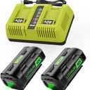 40 Volt 6500mAh Lithium-Ion OP401 Compatible with Ryobi 40V Battery OP4026 OP40201 OP4040 OP40401 OP4050 OP4050A OP40501 with Dual 40V Charger