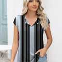Kistore Women's Summer Casual V Neck Tank Tops Cap Sleeve Loose Fit Blouses Tunic Shirts (Black, S)
