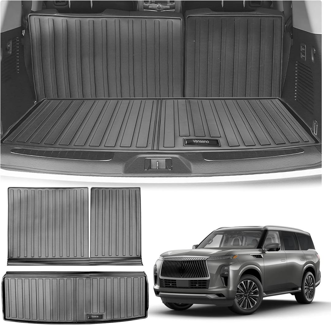 Vanseno Cargo Liner Compatible for 2019-2024 Infiniti QX80/Nissan Armada Cargo Mat All Weather TPE Heavy Duty Mats for 2019 2020 2021 2022 2023 2024 Armada/Infiniti QX80 Accessories
