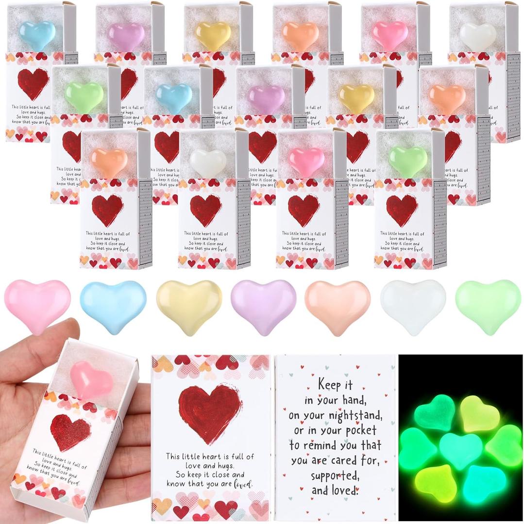 Wonderjune 36 Sets Mothers Gifts for Mom Women Small Emotional Affirmation Resin Support Thank You Luminous Heart Exchange Gifts