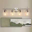 Bathroom Light Fixtures 4-Light Brushed Nickel Bathroom Vanity Light with Clear Glass Shade, Modern Wall Lights for Bedroom Hallway Living Room (E26 Base)