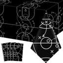 4 Pcs Basketball Birthday Party Decorations Basket Ball Tablecloths Theme Disposable Plastic Rectangle Table Covers Ball Party Favors, 108 x 54 Inch(Black and White,Basketball)