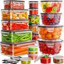 JSCARES 5 PCS Food Storage Containers with Lids Airtight (20 Lids &20 Containers) - Leakproof Meal-Prep Containers for Kitchen Storage Reusable Plastic Microwave/Dishwasher Safe with Labels & Pen