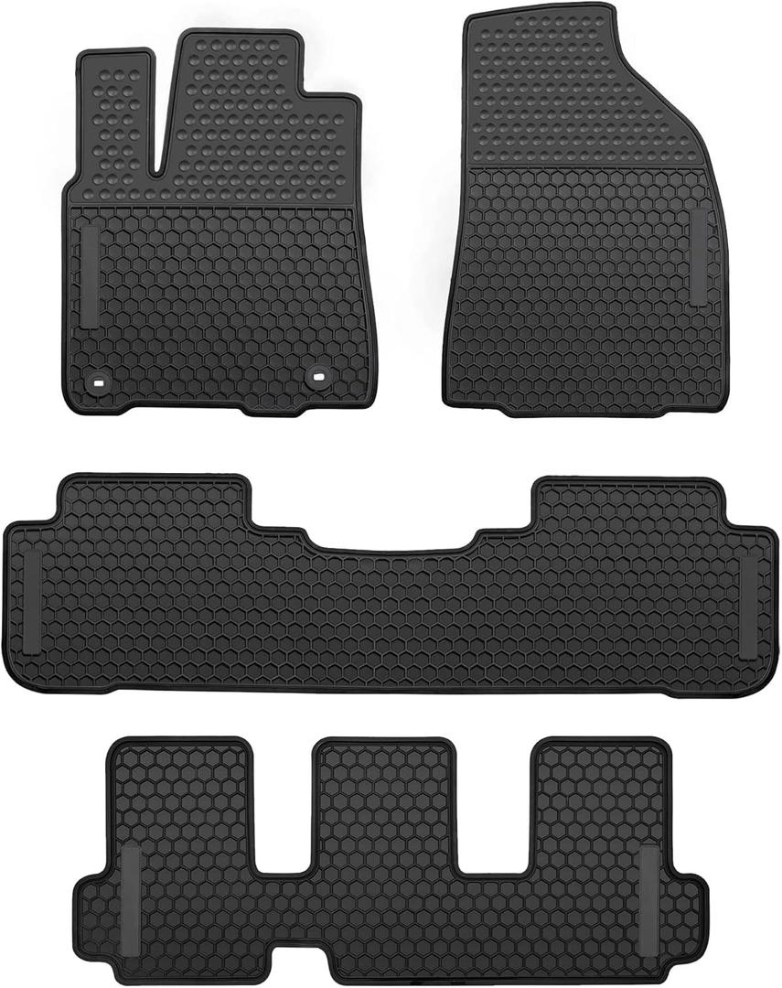 Car Floor Mats Custom Fit for Toyota Highlander 2014-2019 Black Rubber Auto Liner Mats All Weather Protection Heavy Duty Odorless