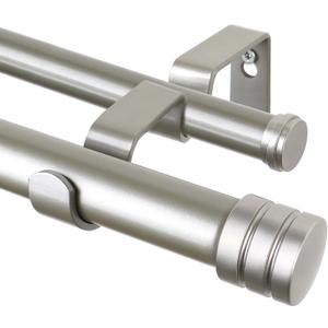 TONIAL1 Inch Double Curtain Rods 140 to 195 Inches, Heavy Duty Decorative Long Drapery Rod for Windows 128 to 190 Inches (5.75 to11.7 ft) with Classic Cap Finial, Antique Silver