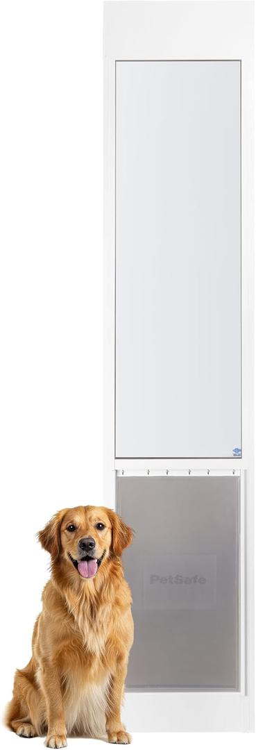 PetSafe Sliding Glass Pet Door - No-Cut DIY Install Doggy Door for Renters - Aluminum Frame - Adjustable Height 75 7/8" to 80 11/16" - Ideal for Extra Large Dogs Up to 220 lb - White