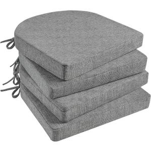 Basic Beyond Chair Cushions for Dining Chairs 4 Pack, Kitchen Chair Cushions with Ties and Non Slip Backing, 16 x 16 inches Chair Pads for Dining Chairs(Dark Grey)