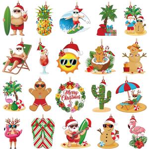 20 Pcs Vintage Christmas Hanging Ornaments Metal Tree Ornaments Santa Snowman Gingerbread Man Snowman Rustic Farmhouse Christmas Tree Decorations for Xmas Winter Holiday Celebrations