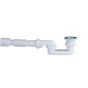 Bath Shower Drain Low Profile p Trap 1 1/2" Bath Flat Trap Kit for Acrylic bathtubs(Waste, Plastic Flexible Pipe + Trap)