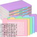 Harloon 50 Pack 4 x 6 Inch Index Card Dividers with 2 Number Alphabet Sticker with Tab, Dry Erase Index Card Guide Set, Photo Recipe Divider for Office Business Back to School Supplies, Candy Color