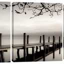 Pyradecor Peace Large Modern 3 Piece B & W Gallery Wrapped Landscapes Canvas Print Ocean Beach Pictures Paintings on Canvas Wall Art Work for Living Room Kitchen Home Office Decorations (20 x 20 inches (Set of 3))