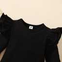 Baby Girl Solid Color Romper Infant Ruffle Sleeve Bodysuit One Piece Outfit Toddler Jumpsuit clothes (Black), 6-9 Months